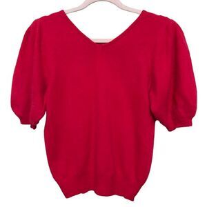 Vintage Carducci Balloon Puff Sleeve Sweater Womens Large Fuschia Pink Italy